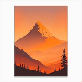 Misty Mountains Vertical Composition In Orange Tone 181 Canvas Print