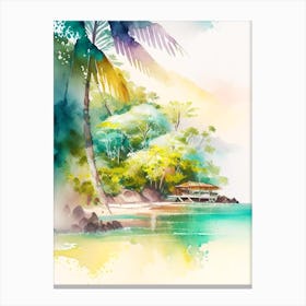 Providencia Island Colombia Watercolour Pastel Tropical Destination Canvas Print