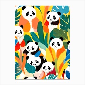 Pandas & Tropical Canvas Print