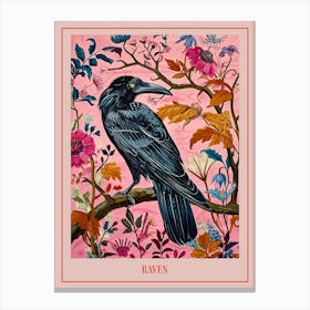 Floral Animal Painting Raven 3 Poster Canvas Print