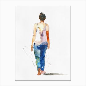 Watercolor Of A Woman Walking Canvas Print