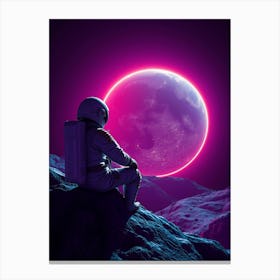 Astronaut Looking At The Moon Canvas Print