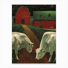 Cows At Night Canvas Print