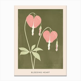 Pink & Green Bleeding Heart 3 Flower Poster Canvas Print
