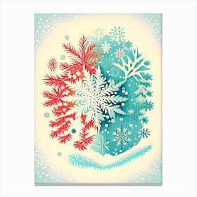 Nature, Snowflakes, Vintage Sketch 2 Canvas Print