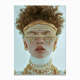 Gold And Pearls - sunglasses portrait Canvas Print