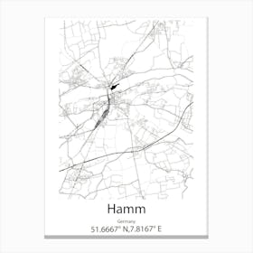 Hamm,Germany Minimalist Map Canvas Print