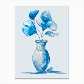 Blue flowers in vase watercolour illustration painting Lienzo