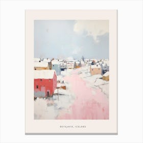 Dreamy Winter Painting Poster Reykjavik Iceland 3 Canvas Print