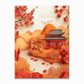 Beautiful Landscape Paper Craft Style 15 Canvas Print