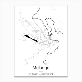 Molango,Mexico Minimalist Map Canvas Print