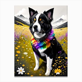 Rainbow Border Collie Canvas Print