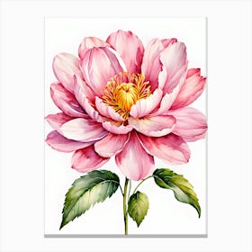 Pink Peony Watercolor Painting 1 Canvas Print