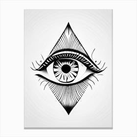 Awareness, Symbol, Third Eye Simple Black & White Illustration 5 Canvas Print