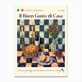 Il Buon Gusto Di Casa Trattoria Italian Poster Food Kitchen Canvas Print