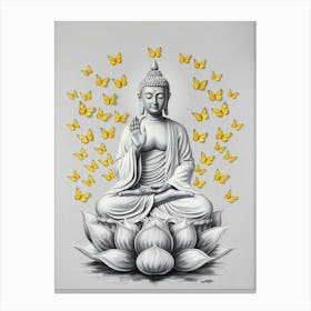 Buddha With Butterflies Canvas Print