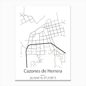 Cazones De Herrera,Mexico Minimalist Map Canvas Print