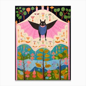 Maximalist Animal Painting Bat Canvas Print