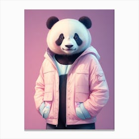 Panda Wearing Jacket Canvas Print