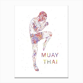 Male Muay Thai Boxing Watercolor Canvas Print