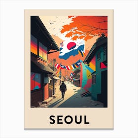Seoul Rainbow Travel Poster Canvas Print