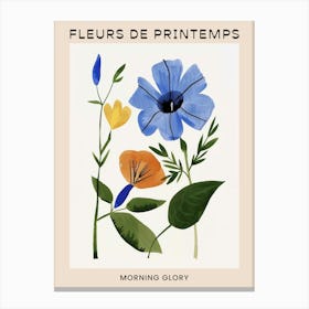 Spring Floral French Poster  Morning Glory 5 Canvas Print