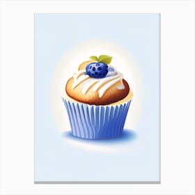 Blueberry Muffin Dessert Retro Minimal 2 Flower Canvas Print