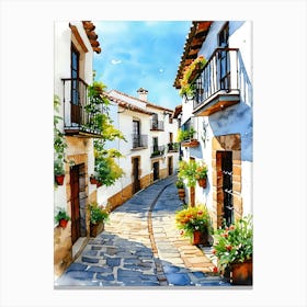 Watercolor Street In Spain 1 Canvas Print