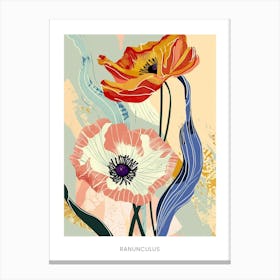 Colourful Flower Illustration Poster Ranunculus 4 Canvas Print