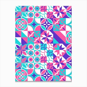 Abstract Pattern - Bauhaus Azulejo geometric pattern, mosaic #7 Canvas Print