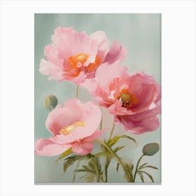 Peonies Flowers Acrylic Painting In Pastel Colours 4 Canvas Print