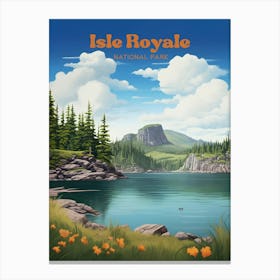 Isle Royale National Park Michigan Nature Travel Illustration Canvas Print