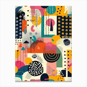 Playful And Colorful Geometric Shapes Arranged In A Fun And Whimsical Way 7 Canvas Print