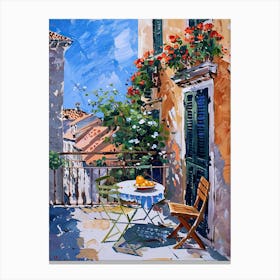 Balcony Painting In Dubrovnik 1 Canvas Print