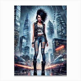 Girl In A City Canvas Print