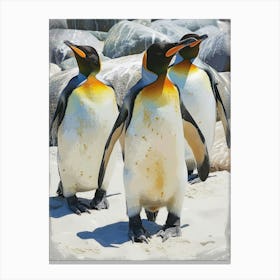 King Penguin Boulders Beach Simons Town Colour Block Painting 2 Canvas Print