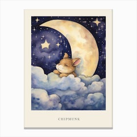 Baby Chipmunk 3 Sleeping In The Clouds Nursery Poster Canvas Print