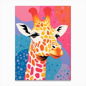 Pink Orange Giraffe Portrait Patterns 4 Canvas Print
