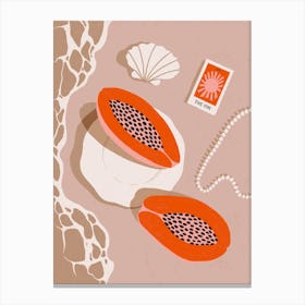 Papaya And Pearls on the Beach Canvas Print