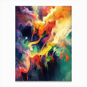 Abstract Colourful Painting of Melted Colouring Elements Canvas Print