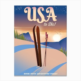 Usa To Ski Travel poster Canvas Print