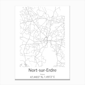 Nort Sur Erdre,France Minimalist Map Canvas Print