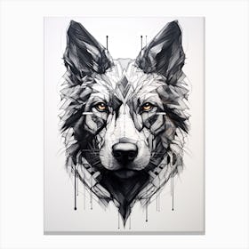 Black Dog, Line Drawing 3 Canvas Print