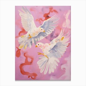Pink Ethereal Bird Painting Cowbird Canvas Print