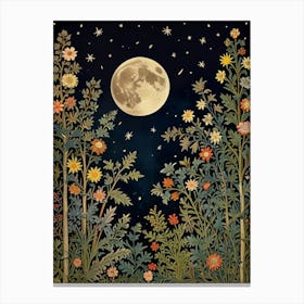 Moonlight In The Garden Style William Morris 1 Art Print 6 Canvas Print