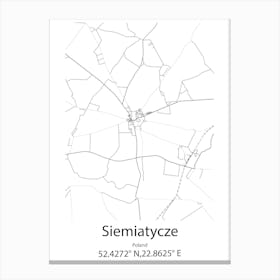 Siemiatycze,Poland Minimalist Map Stampe su tela