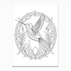 Hummingbird And Mandala Retro Minimal Canvas Print
