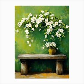 Bench With Flowers Canvas Print