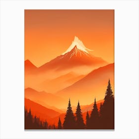 Misty Mountains Vertical Composition In Orange Tone 80 Canvas Print