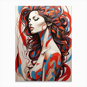 Woman With Red And Blue Hair 1 Canvas Print